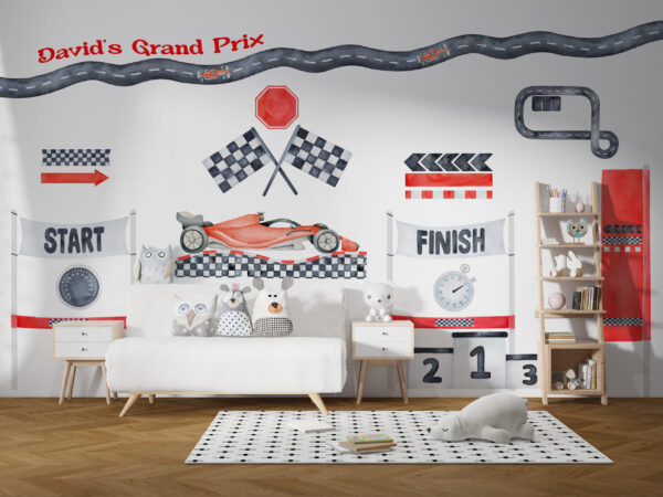 Formula 1 Wall Decals for Kids Room – Racing Car Wall Stickers for Young F1 Fans