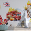Firefighter Wall Decals for kids room, Fire Rescue car for young firefighters