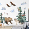 Large watercolor woodland forest animals wall decal set for kids room nursery