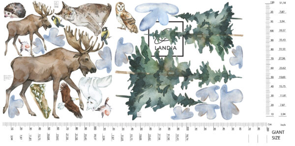 Nordic Forest Arctic Animals Wall Decals Reindeer Polar Bear Nursery Woodland Decor