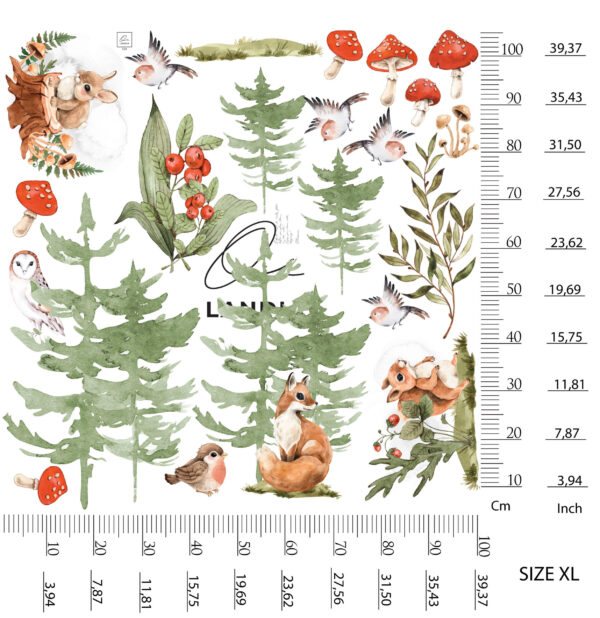 Woodland Animal Wall Decal Fox Owl Nursery Stickers Forest Nature Room Decor