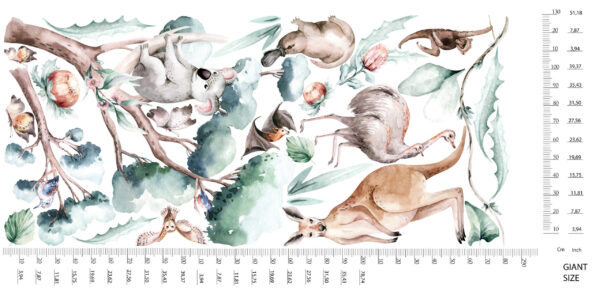 Watercolor Australian Animals Wall Decal Koala Kangaroo Kookaburra Nursery Outback Room Stickers