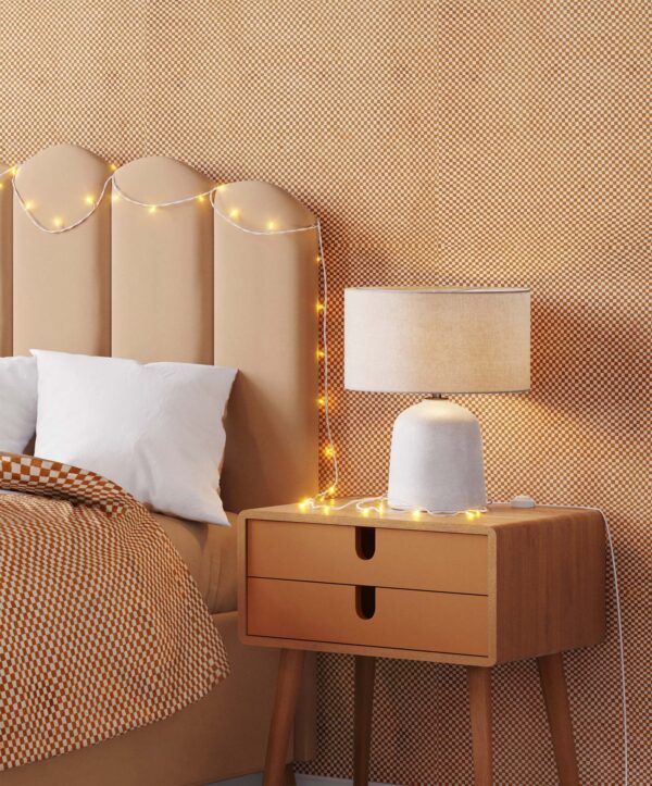 ART DECO Vintage brown white chessboard Wallpaper