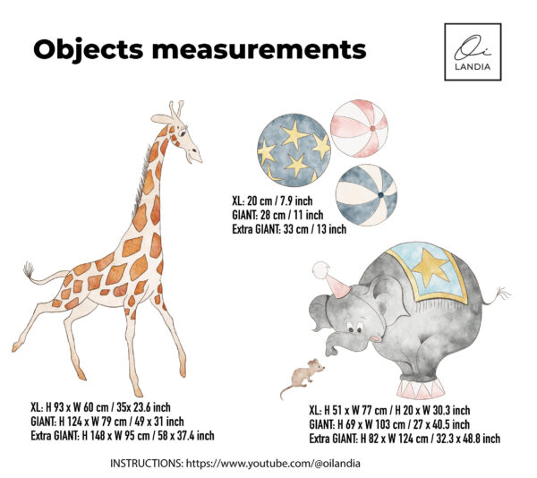 Elephant and Giraffe Circus Wall Decal – Whimsical Nursery Decor