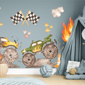 Grave Digger Monster Trucks Wall Decal for Kids Room | Big Truck Wall Stickers