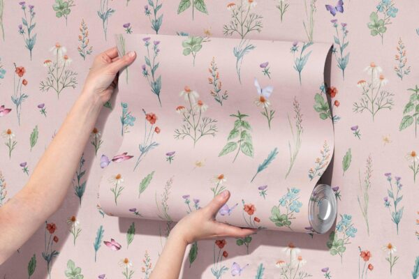 French Meadow Wallpaper, Blush Colour Benjamine Moore