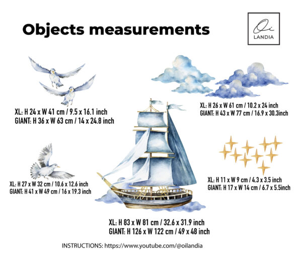 Vintage Pirate Ship Wall Decal Kids Room Sailors Nautical Nursery Adventure Stickers