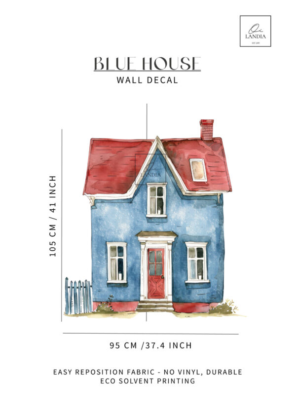 BLUE HOUSE WBlue House Wall Decal for Kids Room – Scandinavian Wall Sticker Decal for kids room