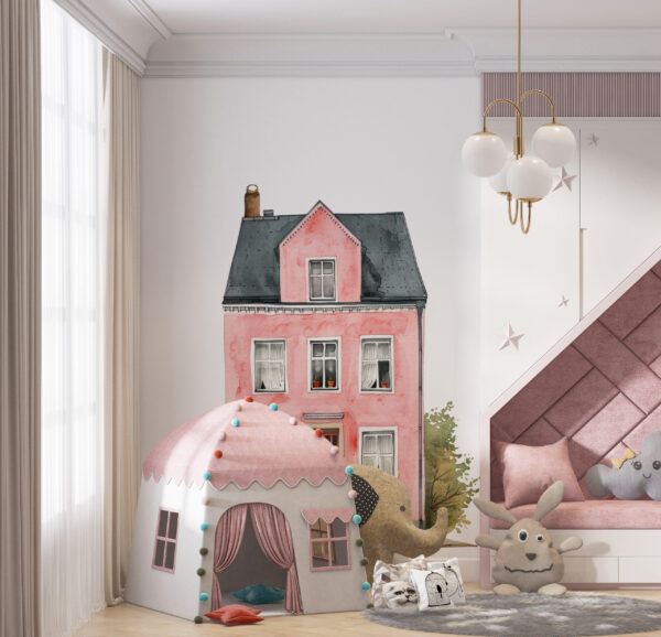 ROSES HOUSE Wall Decal, Colourful Houses Wall Mural