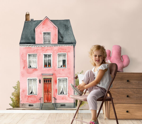 ROSES HOUSE Wall Decal, Colourful Houses Wall Mural