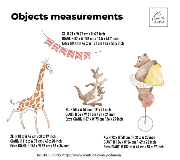 Kangaroo and Giraffe Circus Wall Decal – Whimsical Nursery Decor