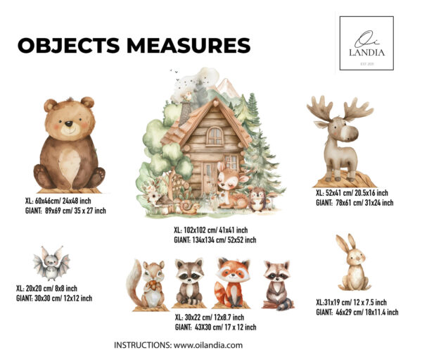 Custom Name Woodland Friends Wall Mural Personalized Forest Animals Nursery Room Decor