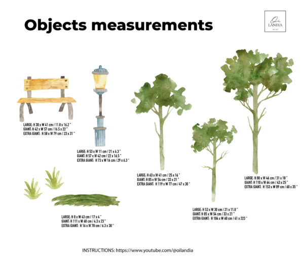 TREES KIT Wall Decal for kids room, Trees in Park Wall decals kids room