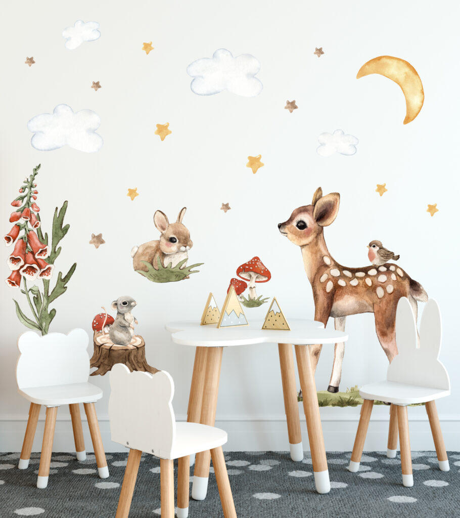 Fairy Forest Animals Wall Decal | Woodland Nursery Art