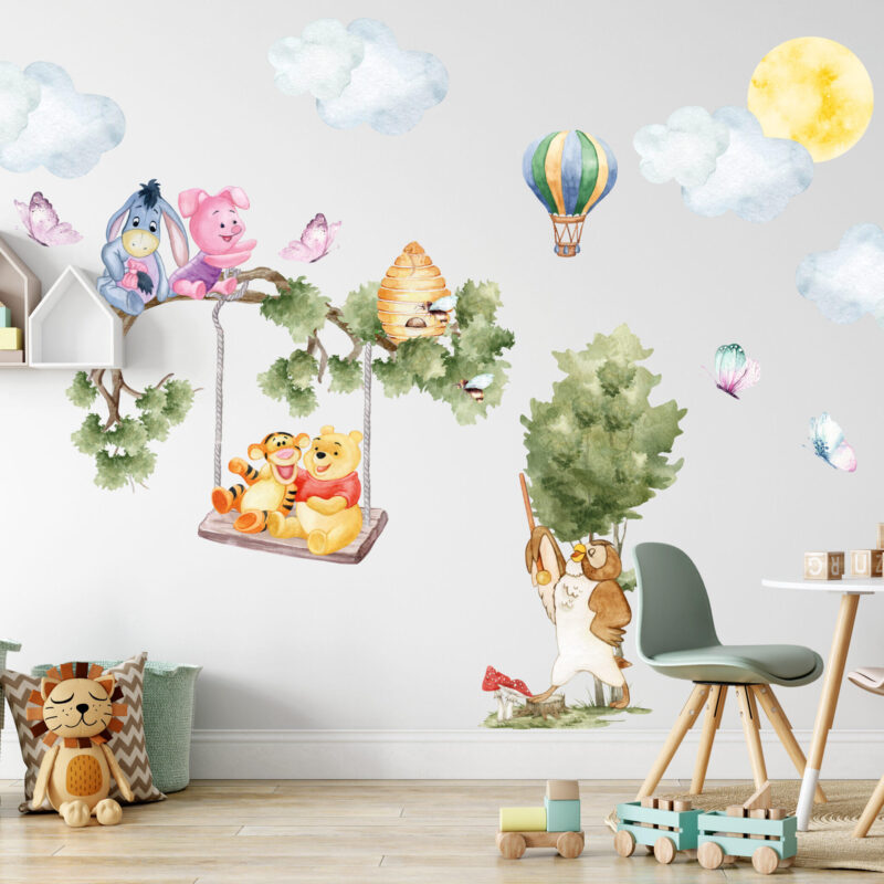Winnie The Pooh Wall Decal | Watercolor Nursery Sticker | Peel & Stick