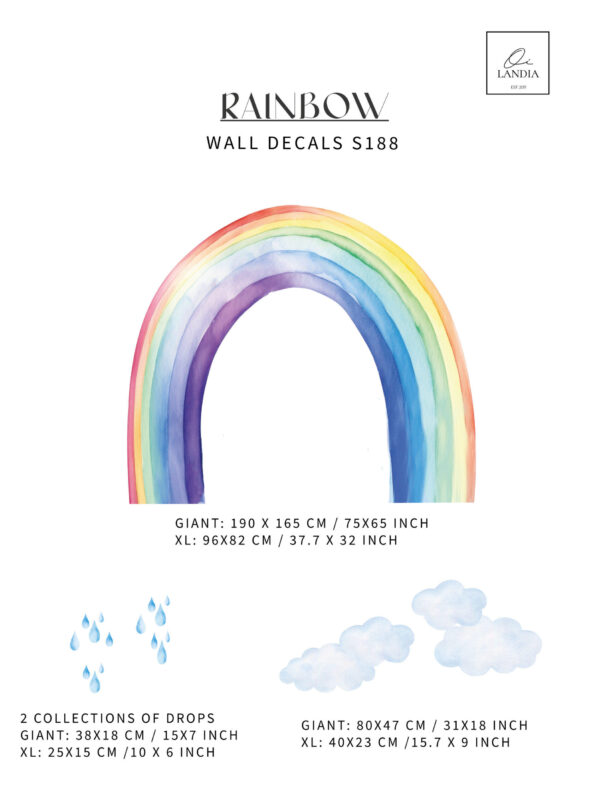 Watercolour Rainbow Wall Decal for kids room