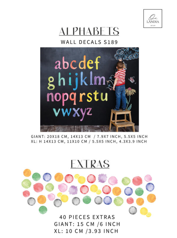 Rainbow LOWERCASE LETTERS Wall decal with colour letters