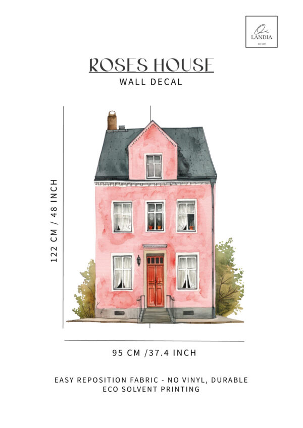 ROSES HOUSE Wall Decal, Colourful Houses Wall Mural