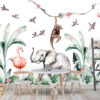 Watercolor baby lion elephant giraffe and zebra safari animals nursery wall decals