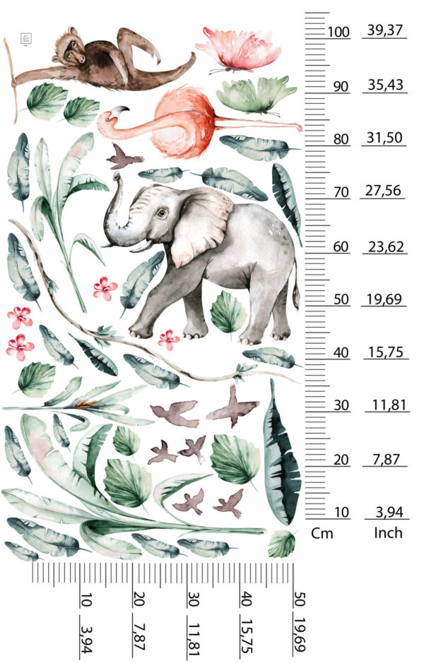Watercolor African Safari Animals Wall Decal Lion Elephant Giraffe Zebra Nursery Stickers