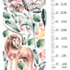 Watercolor African Safari Animals Wall Decal Lion Elephant Giraffe Zebra Nursery Stickers