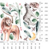 Watercolor African Safari Animals Wall Decal Lion Elephant Giraffe Zebra Nursery Stickers