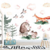 Modern Scandinavian Kids Room Wall Decal Minimalist Nursery Woodland Forest Stickers Decor