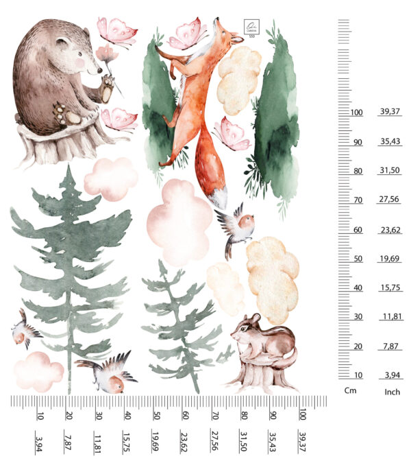 Modern Scandinavian Kids Room Wall Decal Minimalist Nursery Woodland Forest Stickers Decor