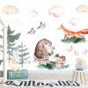 Minimalist scandinavian style woodland forest trees and animals wall decals kids
