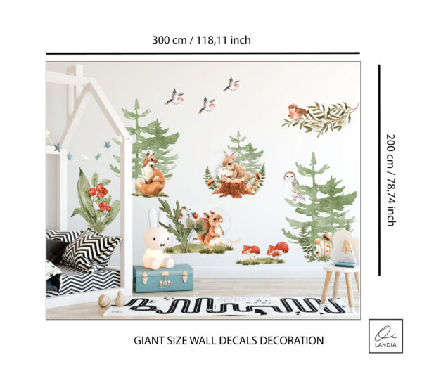 Woodland Animal Wall Decal Fox Owl Nursery Stickers Forest Nature Room Decor