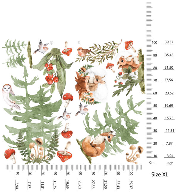 Woodland Animal Wall Decal Fox Owl Nursery Stickers Forest Nature Room Decor
