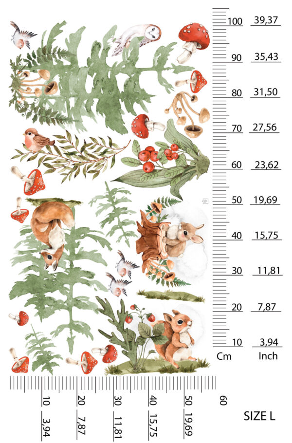 Woodland Animal Wall Decal Fox Owl Nursery Stickers Forest Nature Room Decor
