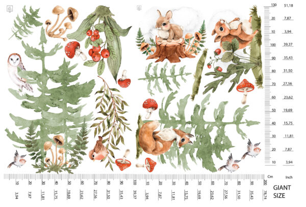 Woodland Animal Wall Decal Fox Owl Nursery Stickers Forest Nature Room Decor
