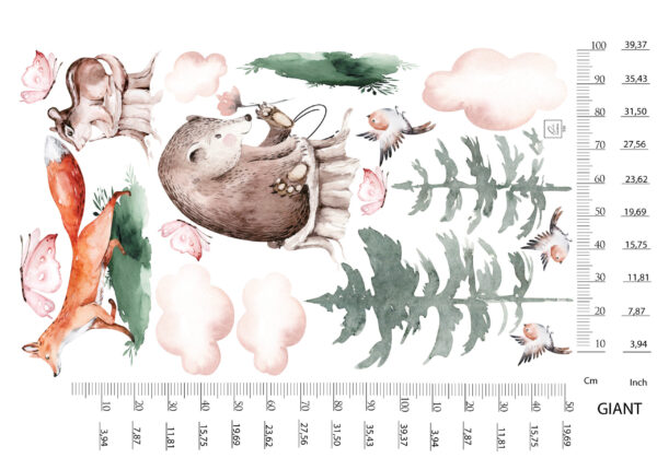 Fairy Forest Animals Wall Decals Magic Woodland Doe Rabbit Nursery Stickers Decor