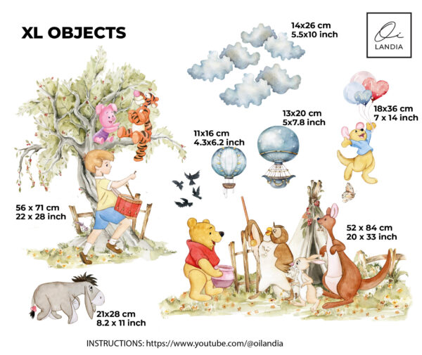 Winnie the Pooh Wall Decals for Kids & Nursery – Pooh Bear Friends Decor