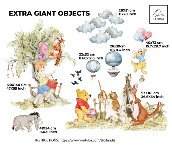Winnie the Pooh Wall Decals for Kids & Nursery – Pooh Bear Friends Decor