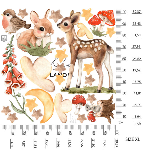 Fairy Forest Animals Wall Decals Magic Woodland Doe Rabbit Nursery Stickers Decor