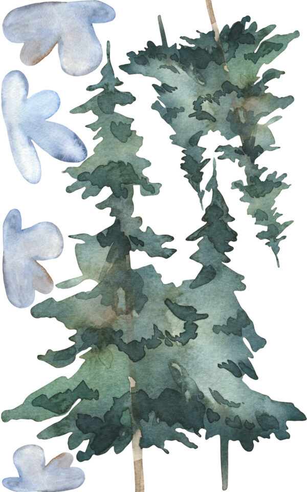 Complete Woodland Forest Wall Decal Watercolor Animals Nursery Stickers Nature Room Decor