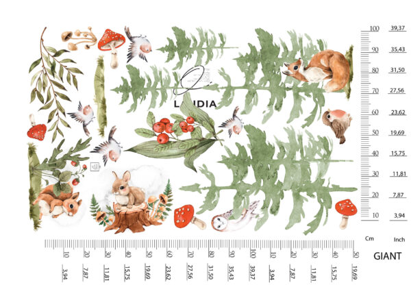 Woodland Animal Wall Decal Fox Owl Nursery Stickers Forest Nature Room Decor