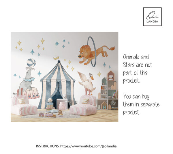 Circus Tent Wall Decal – Reusable Fabric for Nursery & Kids Room