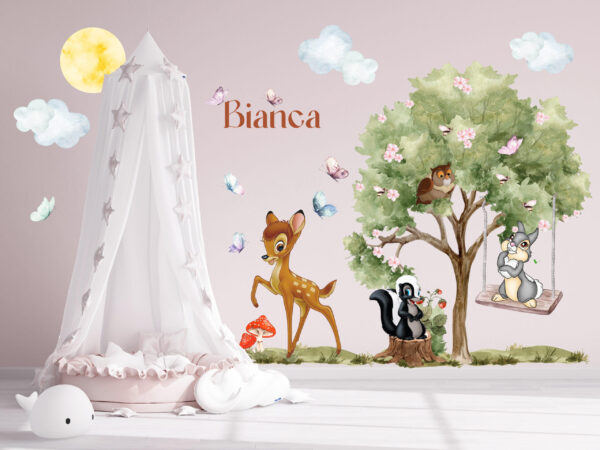 Personalised Bambi Wall Decal – Woodland Nursery & Kids Room Decor
