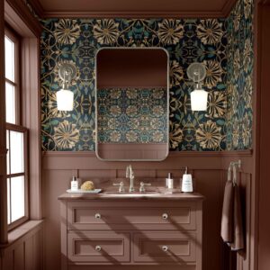 Honeysuckle Wallpaper with Floral ornaments in William Morris style