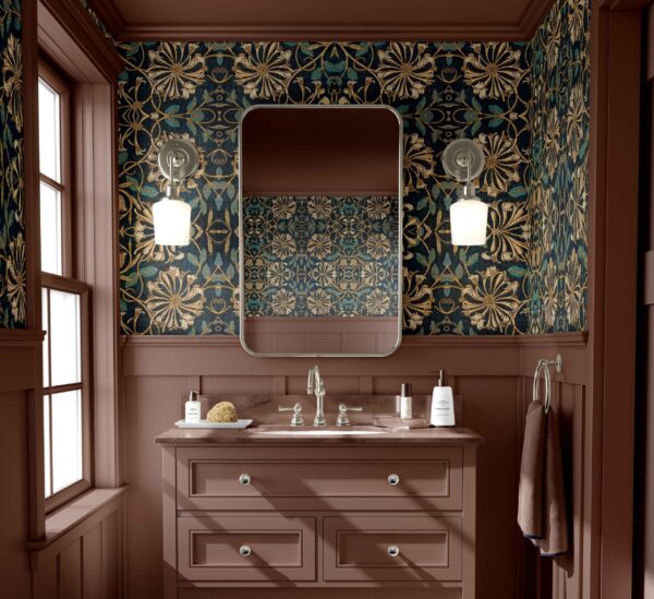 Honeysuckle Wallpaper with Floral ornaments in William Morris style