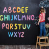 Rainbow UPPERCASE LETTERS Watercolour kids decal