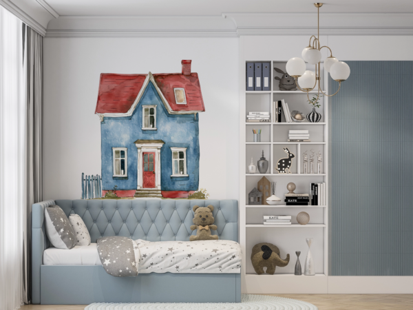 BLUE HOUSE WBlue House Wall Decal for Kids Room – Scandinavian Wall Sticker Decal for kids room