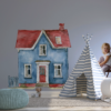 BLUE HOUSE WBlue House Wall Decal for Kids Room – Scandinavian Wall Sticker Decal for kids room