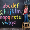 Rainbow LOWERCASE LETTERS Wall decal with colour letters