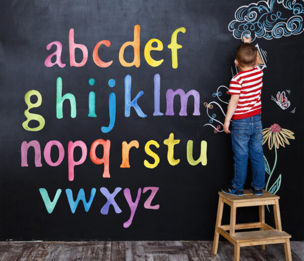 Rainbow LOWERCASE LETTERS Wall decal with colour letters