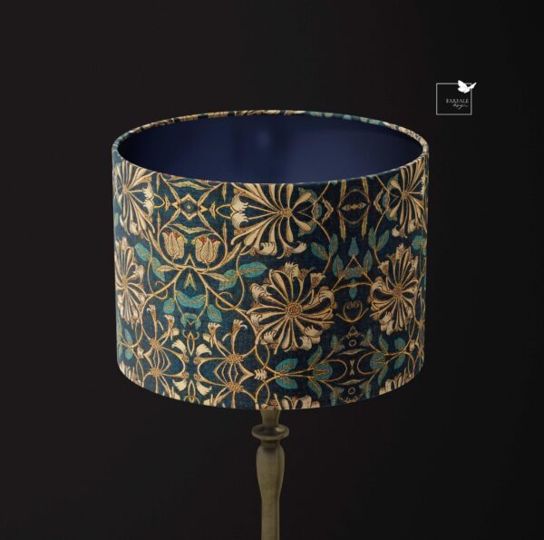 William Morris Honeysuckle lamp shade gold lining