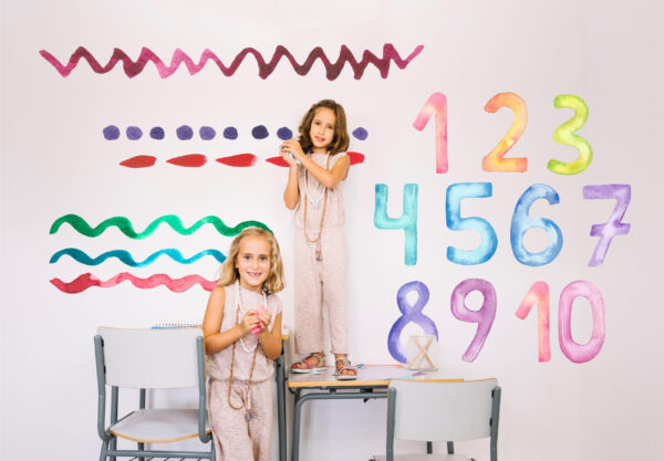 Rainbow Watercolour numbers Wall Decal for play room